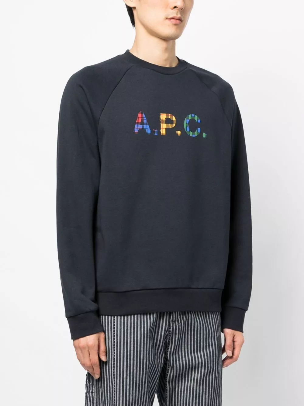 Cheap A.P.C. Shaun tartan-logo sweatshirt Men 0113