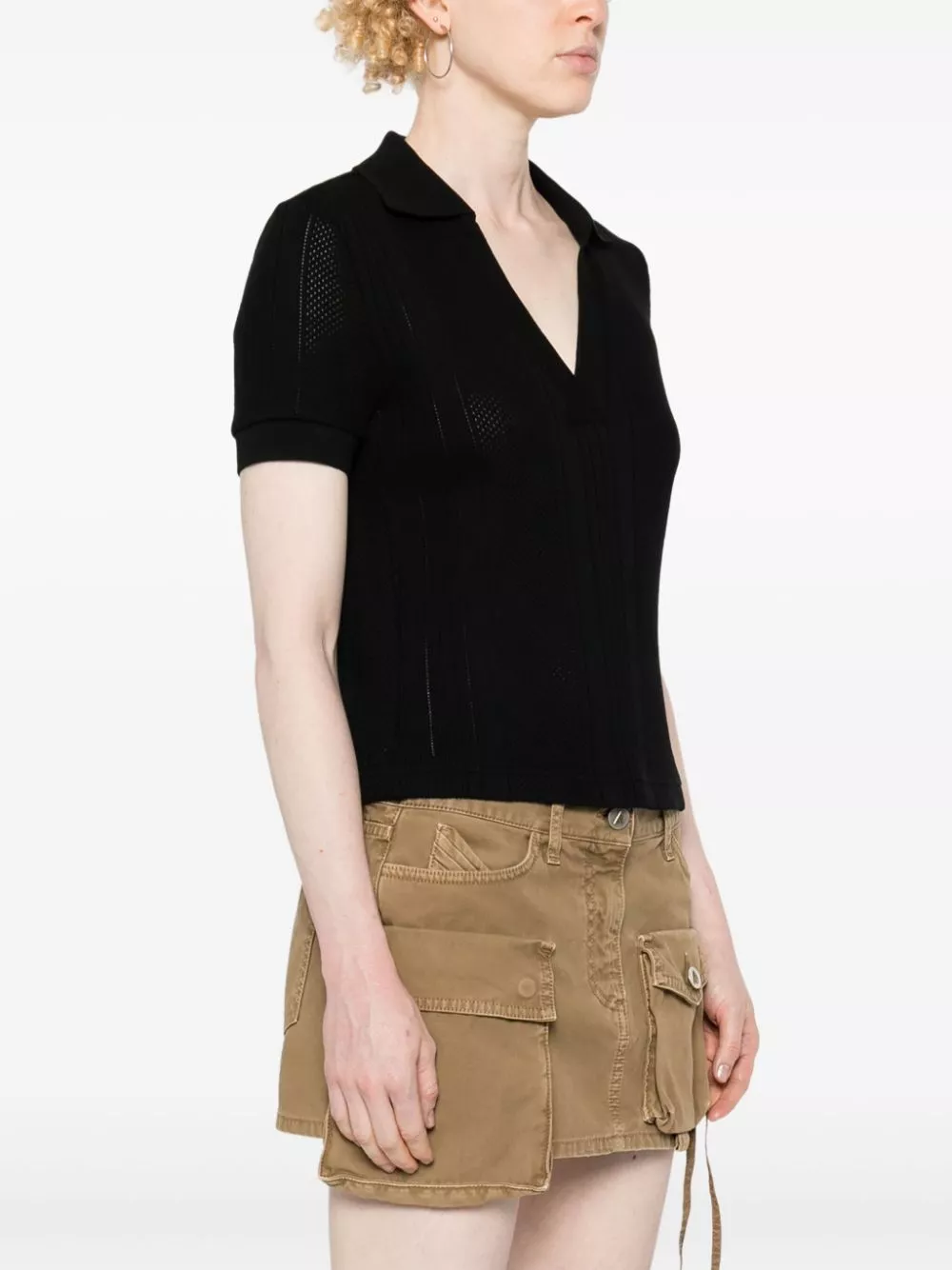 Affordable A.P.C. pointelle-knit cotton polo top Women 0113